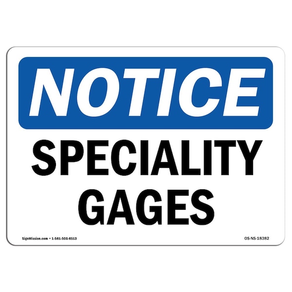 Safety Sign, OSHA Notice, 3.5" Height, 5" Width, Specialty Gases Sign, Landscape, 10PK
